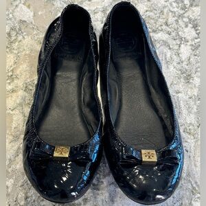 Tory Burch Eddie Patent Leather Ballet Flats with Gold Accent